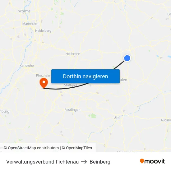 Verwaltungsverband Fichtenau to Beinberg map