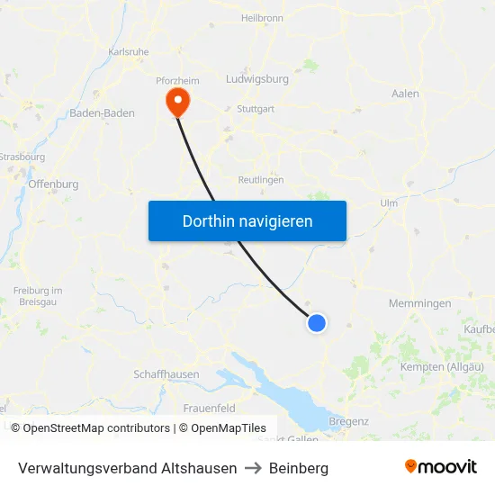 Verwaltungsverband Altshausen to Beinberg map