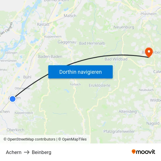 Achern to Beinberg map