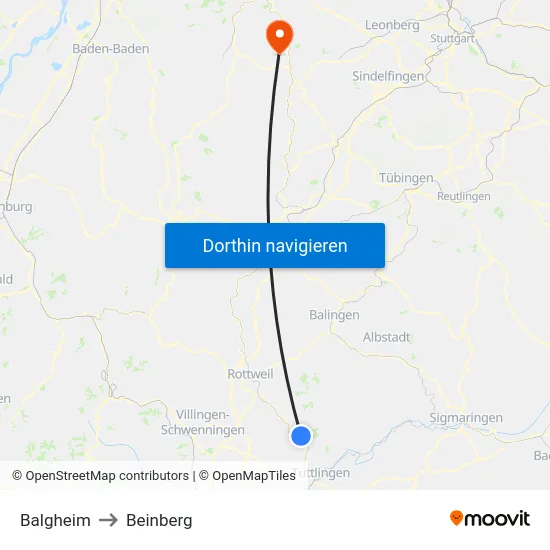 Balgheim to Beinberg map