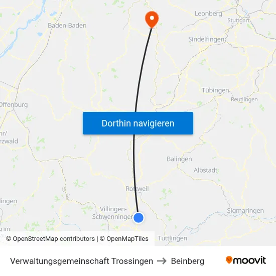 Verwaltungsgemeinschaft Trossingen to Beinberg map
