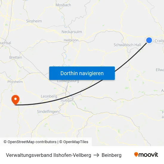 Verwaltungsverband Ilshofen-Vellberg to Beinberg map