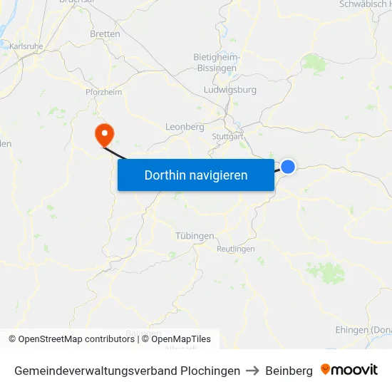 Gemeindeverwaltungsverband Plochingen to Beinberg map