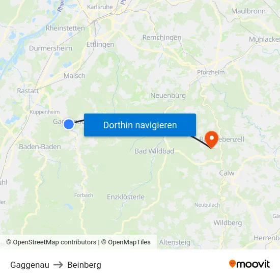 Gaggenau to Beinberg map