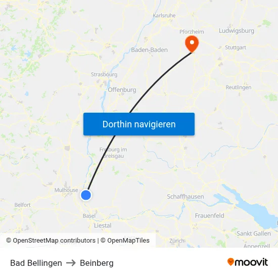 Bad Bellingen to Beinberg map