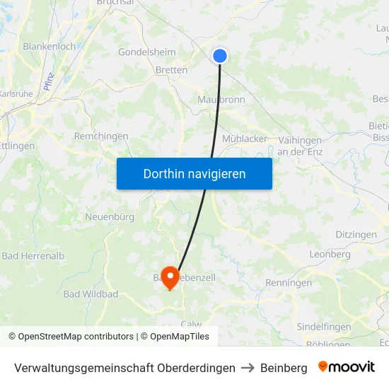 Verwaltungsgemeinschaft Oberderdingen to Beinberg map