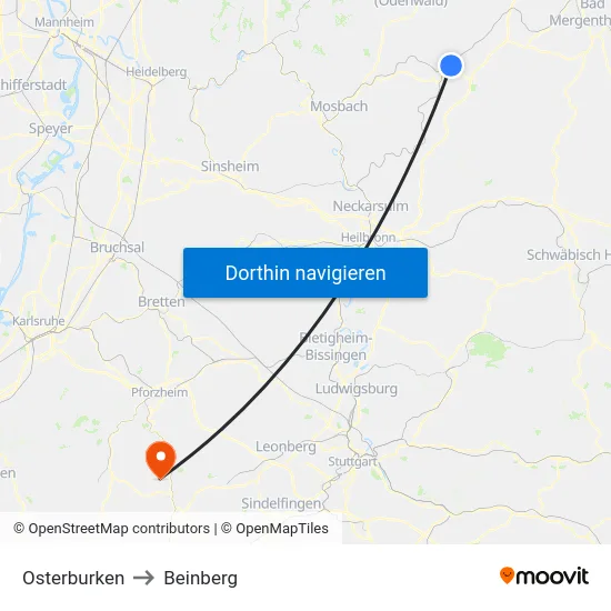 Osterburken to Beinberg map