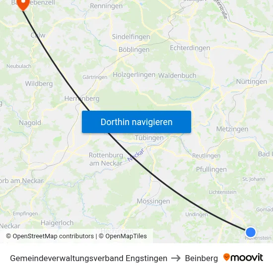 Gemeindeverwaltungsverband Engstingen to Beinberg map