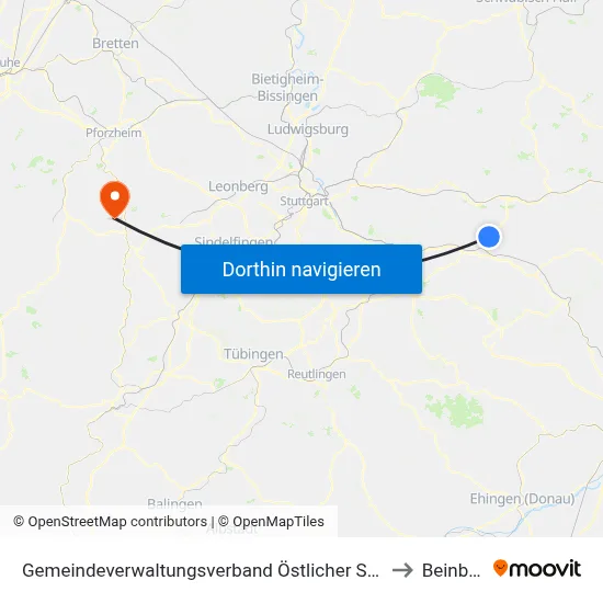 Gemeindeverwaltungsverband Östlicher Schurwald to Beinberg map