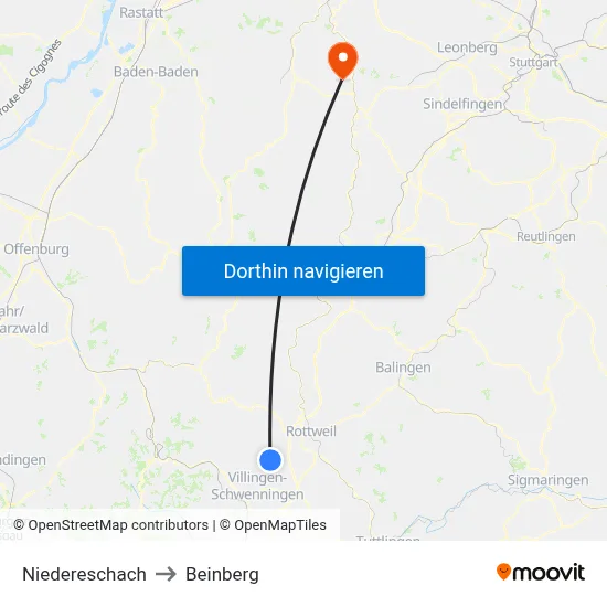 Niedereschach to Beinberg map