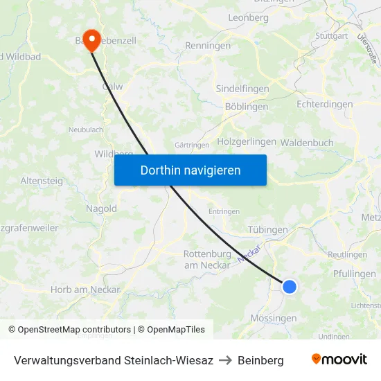 Verwaltungsverband Steinlach-Wiesaz to Beinberg map