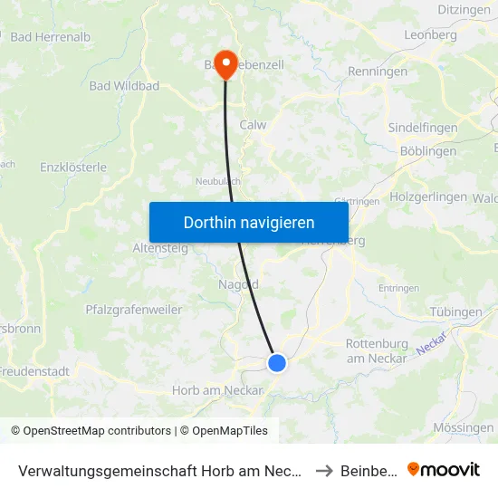 Verwaltungsgemeinschaft Horb am Neckar to Beinberg map