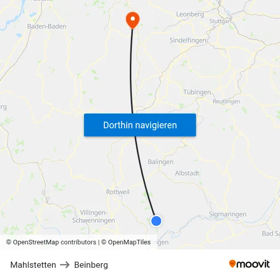 Mahlstetten to Beinberg map