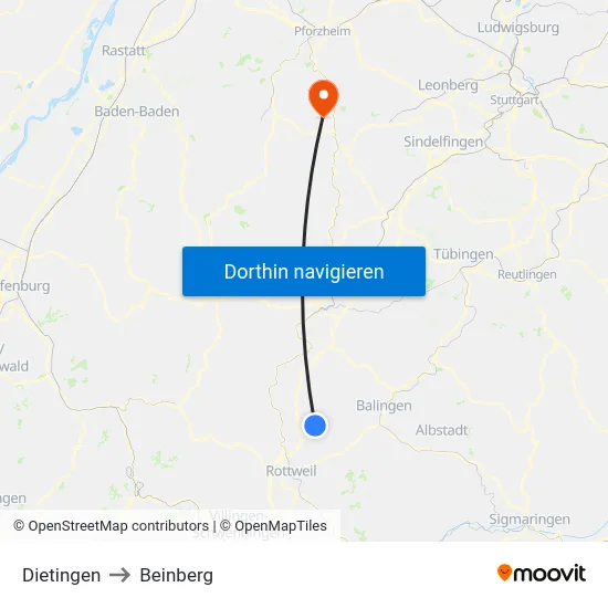 Dietingen to Beinberg map