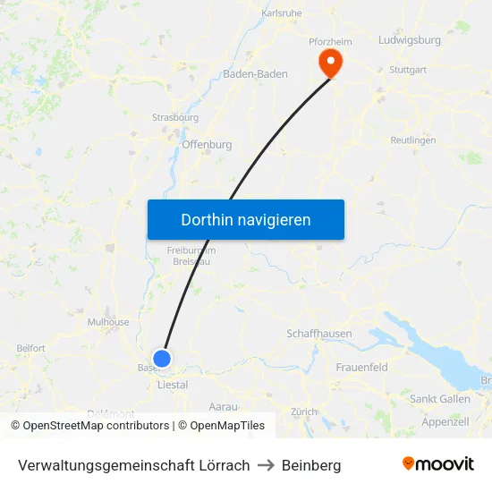 Verwaltungsgemeinschaft Lörrach to Beinberg map