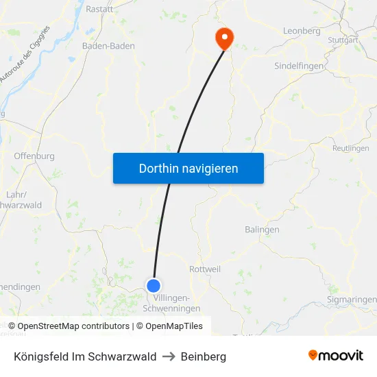 Königsfeld Im Schwarzwald to Beinberg map