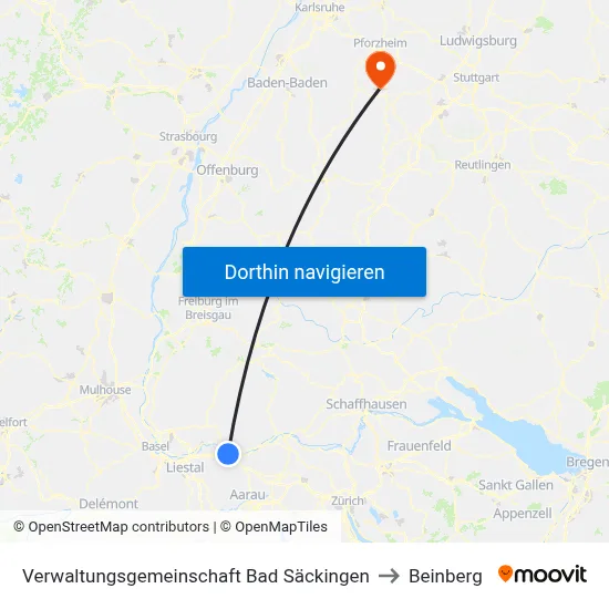 Verwaltungsgemeinschaft Bad Säckingen to Beinberg map