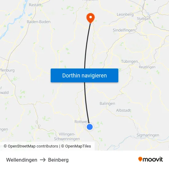Wellendingen to Beinberg map