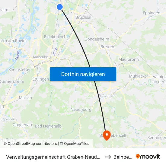 Verwaltungsgemeinschaft Graben-Neudorf to Beinberg map