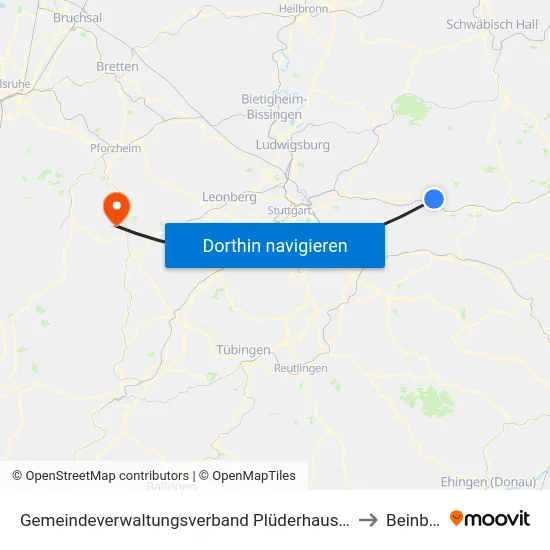 Gemeindeverwaltungsverband Plüderhausen-Urbach to Beinberg map