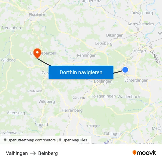 Vaihingen to Beinberg map