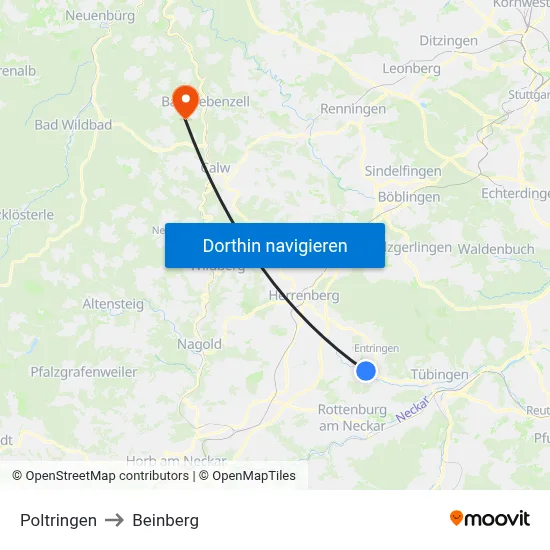 Poltringen to Beinberg map