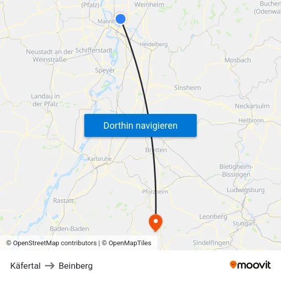 Käfertal to Beinberg map