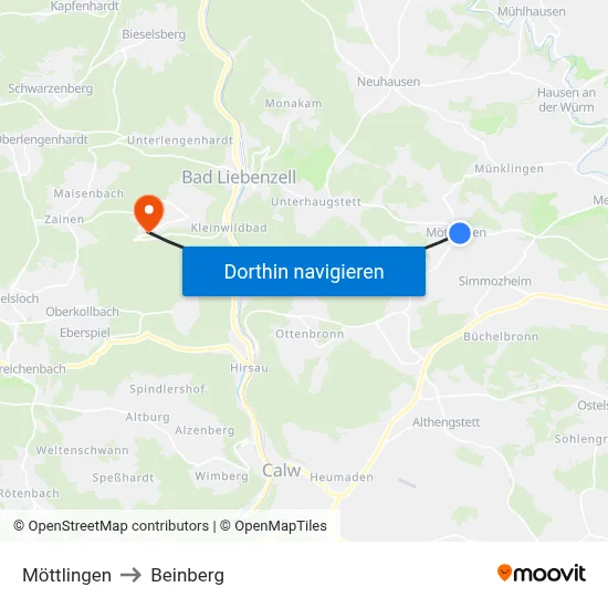 Möttlingen to Beinberg map