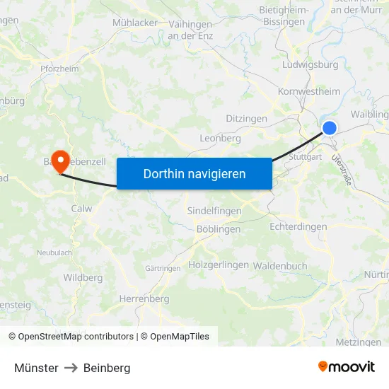 Münster to Beinberg map