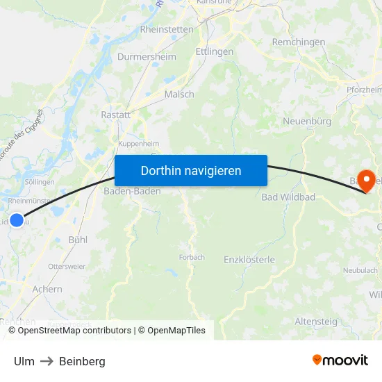 Ulm to Beinberg map