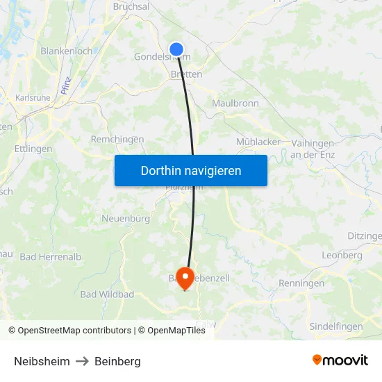 Neibsheim to Beinberg map