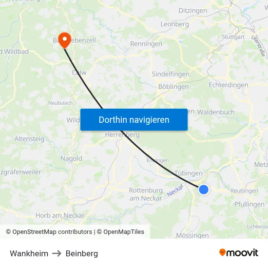 Wankheim to Beinberg map