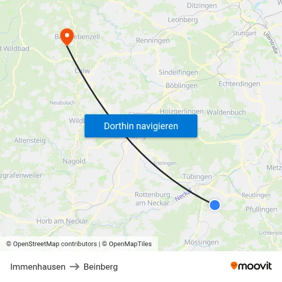 Immenhausen to Beinberg map