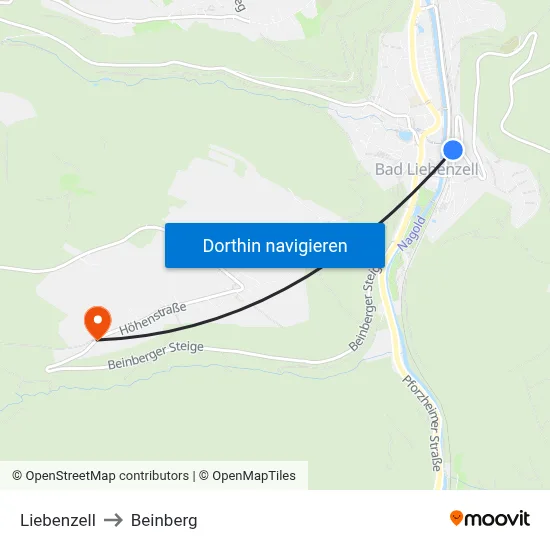 Liebenzell to Beinberg map