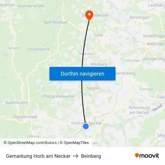 Gemarkung Horb am Neckar to Beinberg map