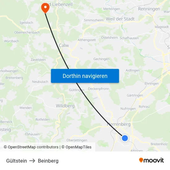 Gültstein to Beinberg map