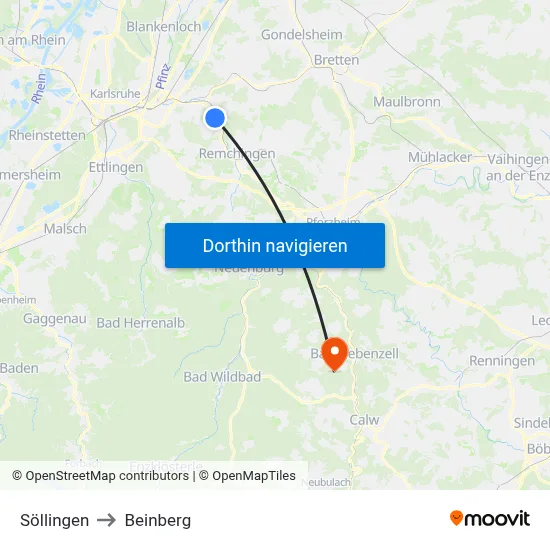 Söllingen to Beinberg map