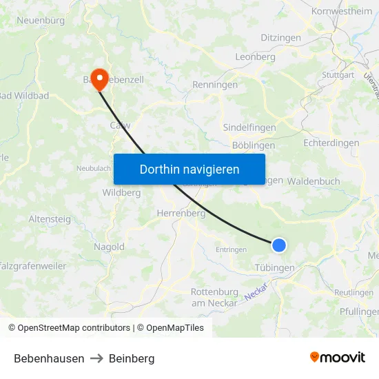 Bebenhausen to Beinberg map