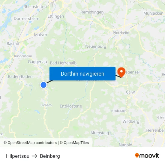 Hilpertsau to Beinberg map