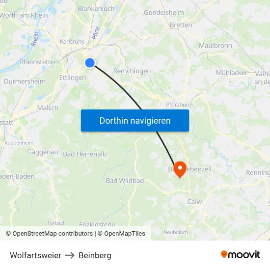 Wolfartsweier to Beinberg map