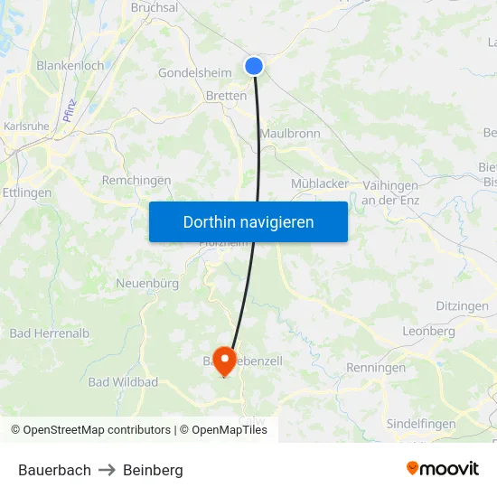 Bauerbach to Beinberg map