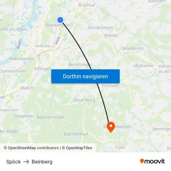 Spöck to Beinberg map