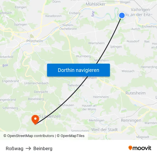 Roßwag to Beinberg map