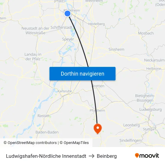 Ludwigshafen-Nördliche Innenstadt to Beinberg map