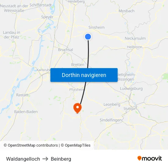 Waldangelloch to Beinberg map