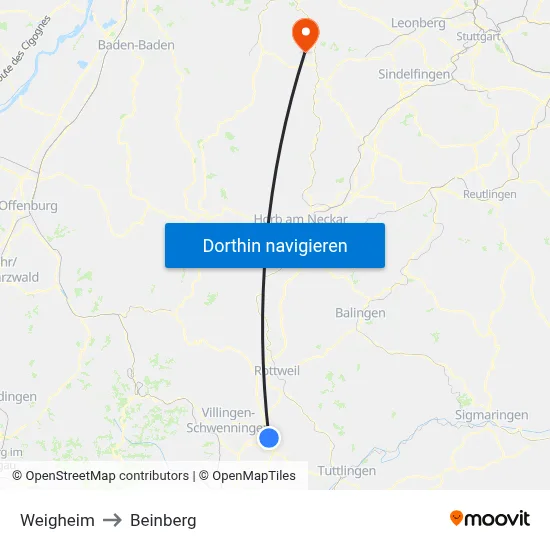 Weigheim to Beinberg map