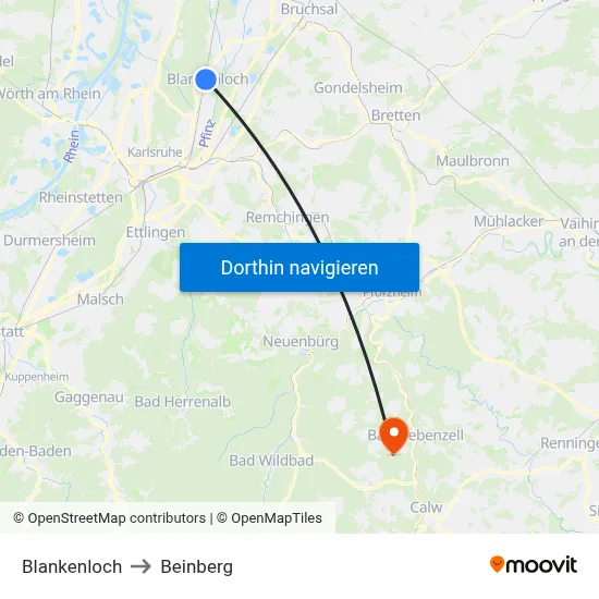 Blankenloch to Beinberg map