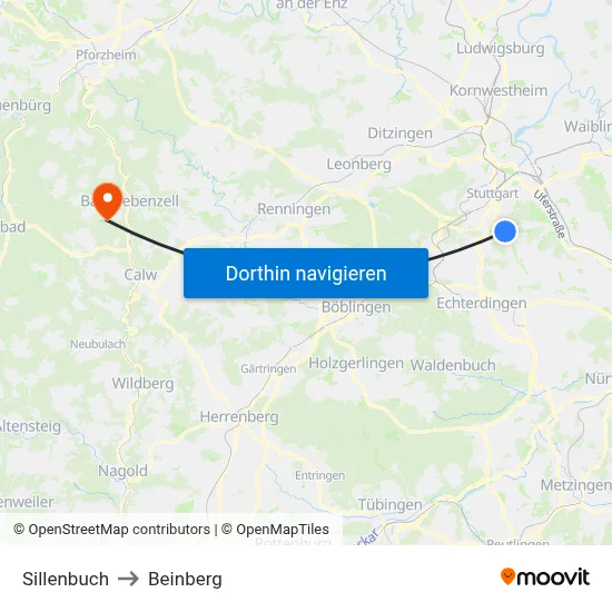 Sillenbuch to Beinberg map