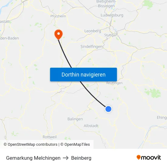 Gemarkung Melchingen to Beinberg map