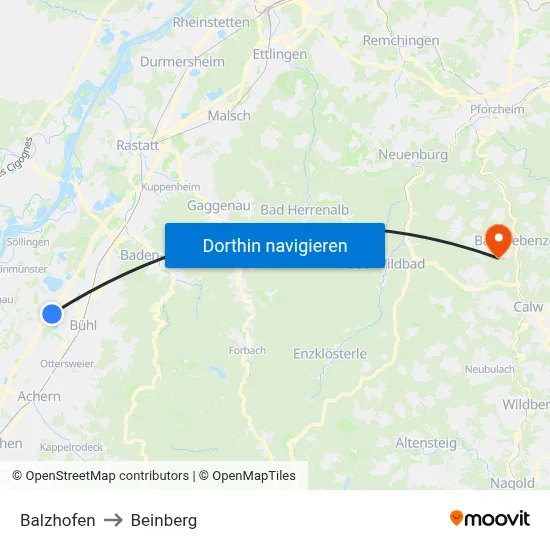 Balzhofen to Beinberg map